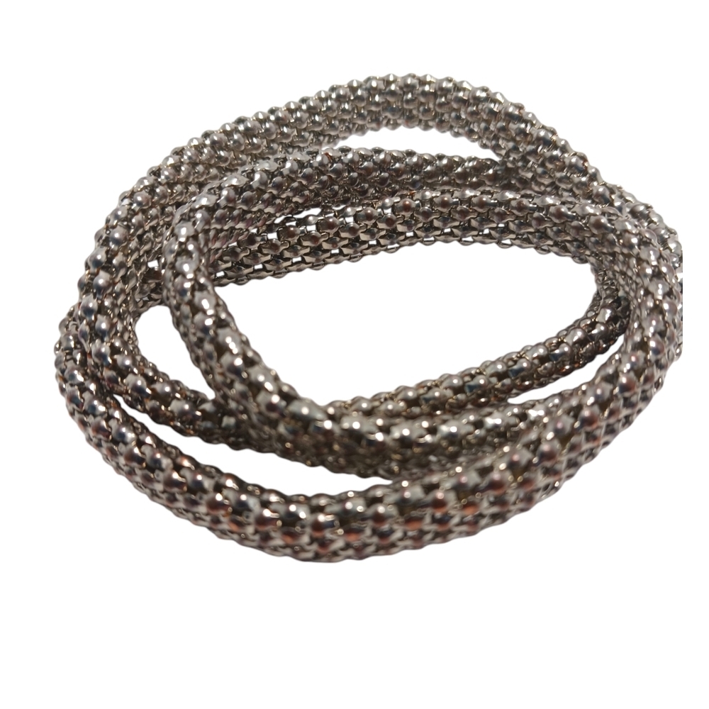 Women’s Triple Strand Bracelet intertwined Silver Toned Stretch Medieval Knight